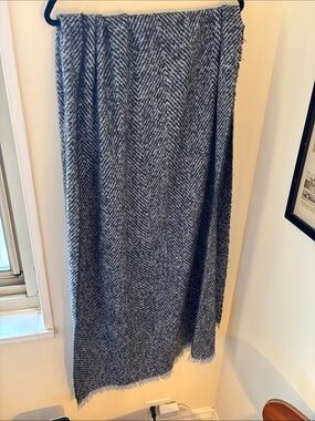 Talbots Navy Herringbone Blanket Scarf